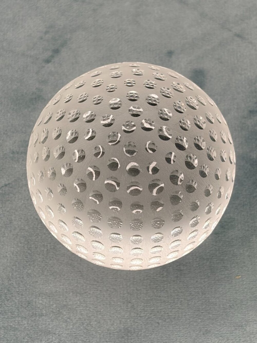 Tiffany & Co. Clear Frosted Crystal GOLF BALL Paperweight
